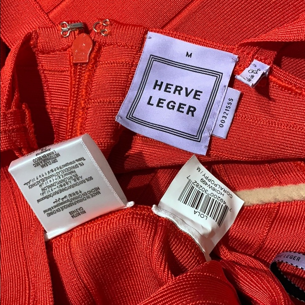 Herve Leger “Lola” Bandage Gown Coral Poppy Red M - Picture 4 of 4